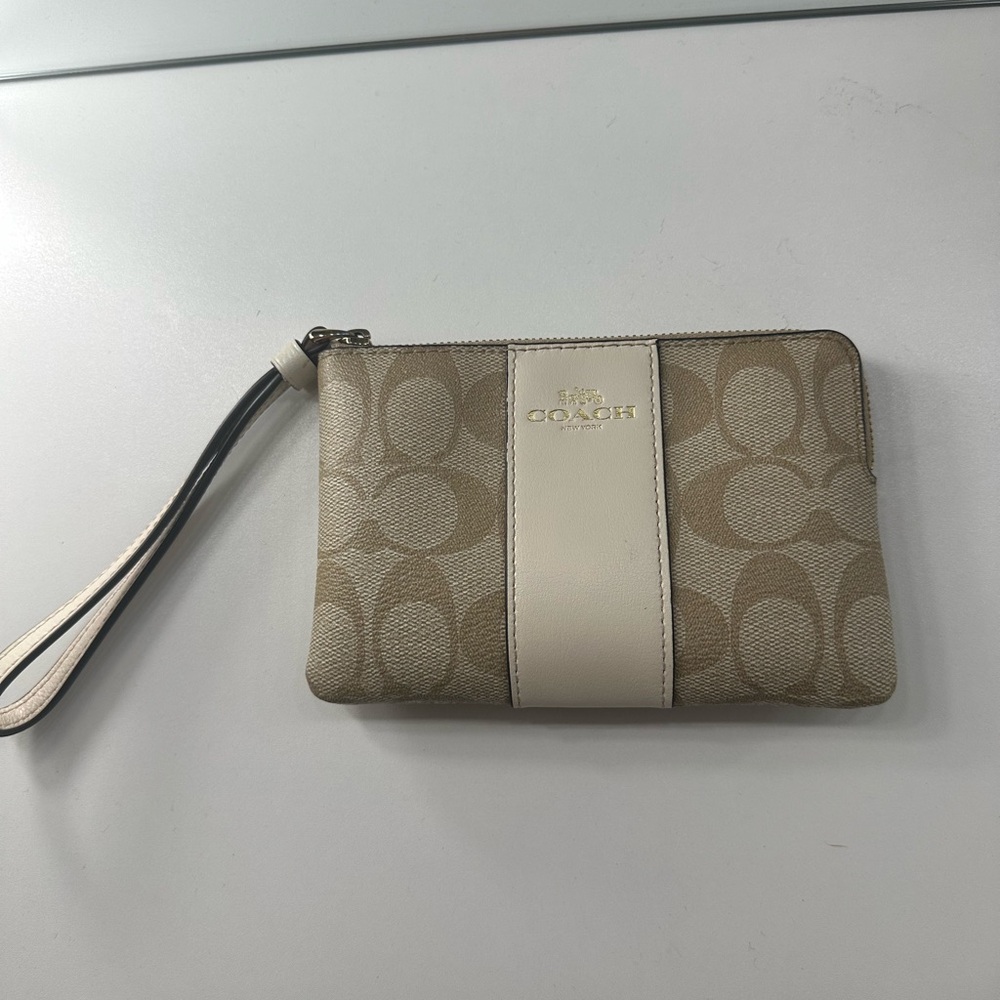 Coach Tan and Cream Wristlet